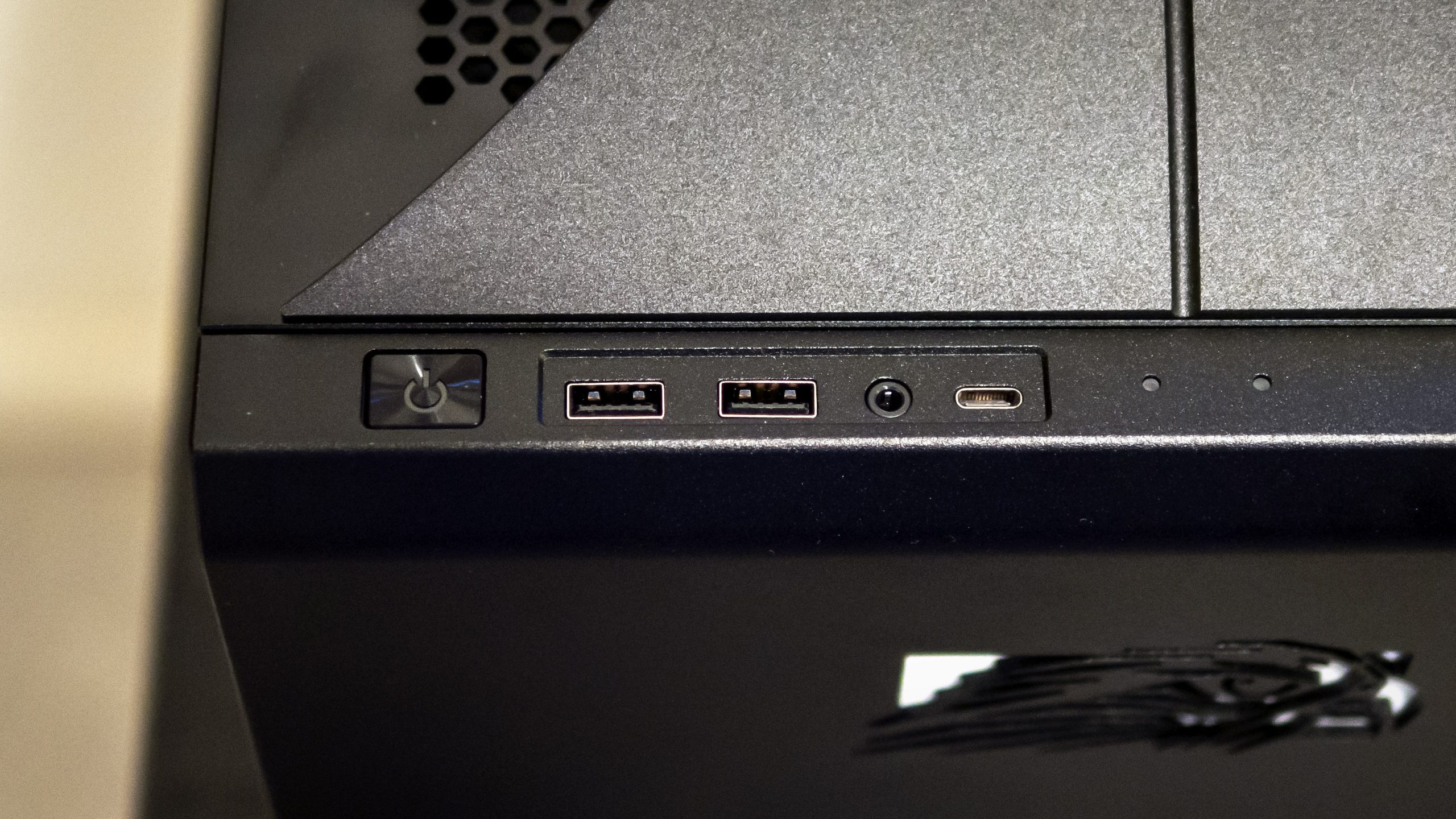 A closeup of the Falcon Northwest FragBox gaming PC