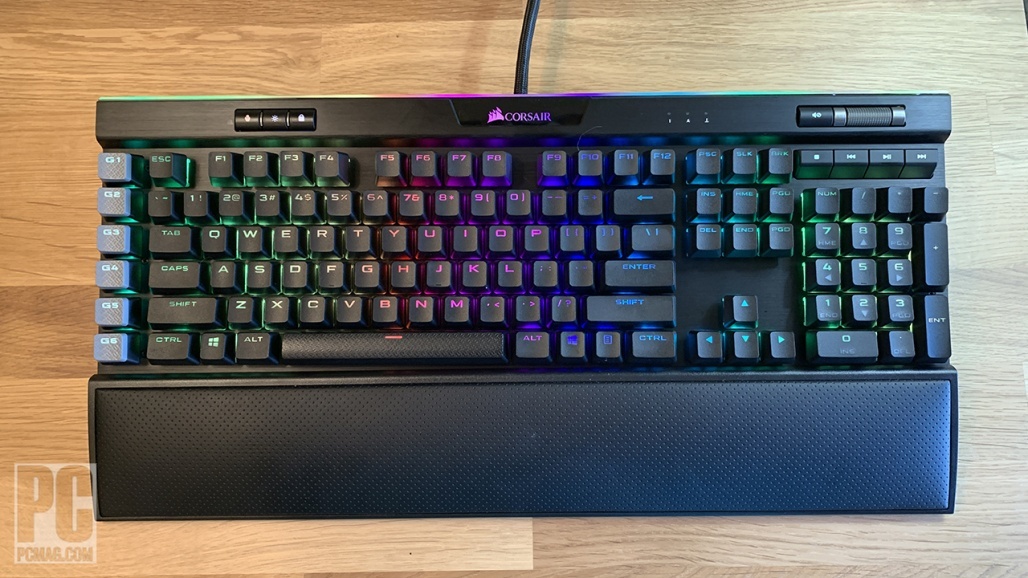 An RGB keyboard and mouse from above