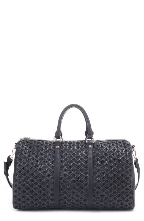 Mali   Lili Jamie Woven Vegan Leather Weekend Duffle Bag in Black/Black at Nordstrom