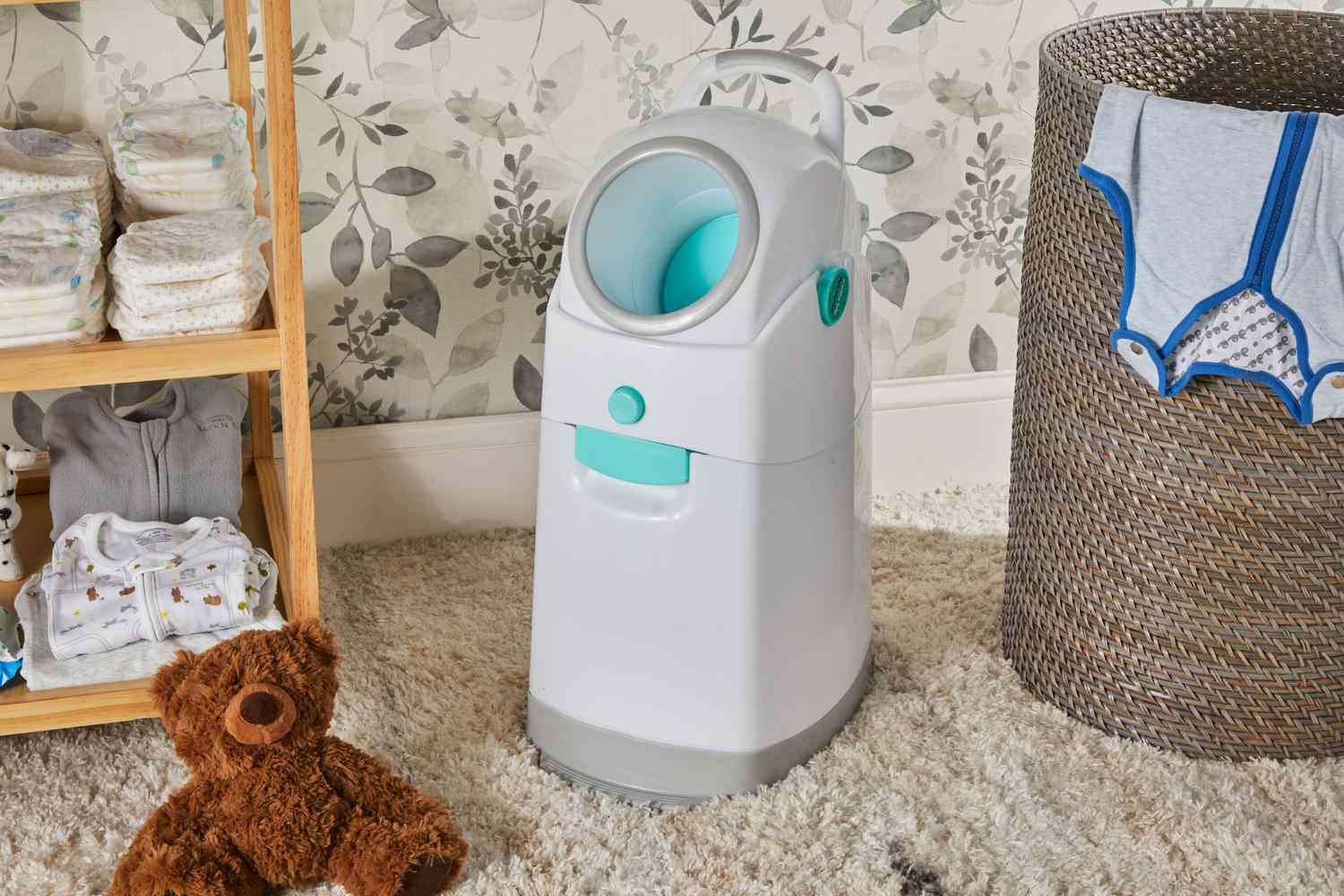 The Creative Baby Tidy Diaper Pail displayed in a nursery