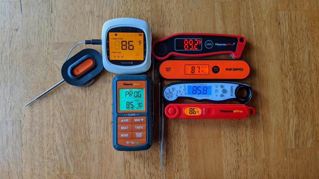 meat thermometer - a direct comparison of some backlit lcd screens in an indoor setting.