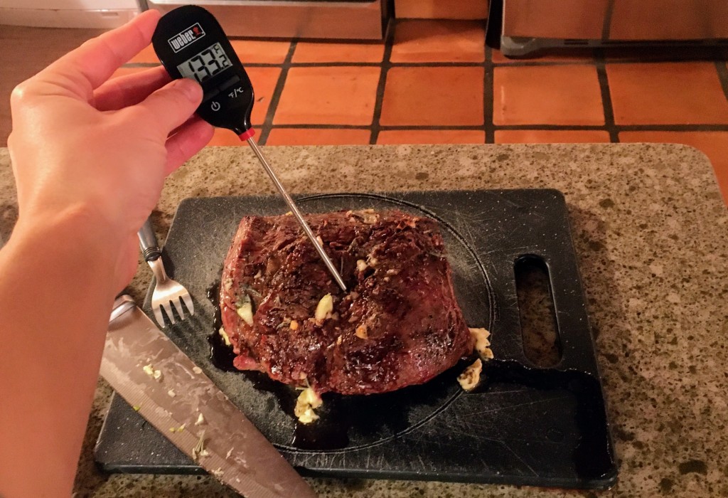 meat thermometer - a perfectly cooked tenderloin, resting ideally just below...